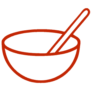 outline of a bowl and spoon.
